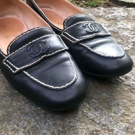 black and white vintage logo chanel spectator loafer|vintage chanel loafers On Sale .